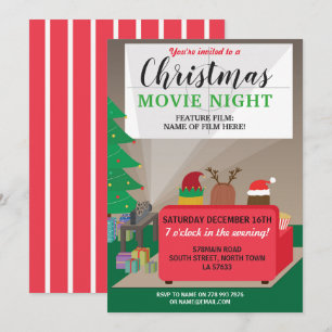 Weihnachtsfilm-Nacht-Party Kinder Festliche Filme Einladung