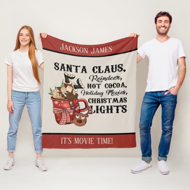 Weihnachtsfilm Zeit hinzufügen Name Holiday Fleecedecke (Beispiel)