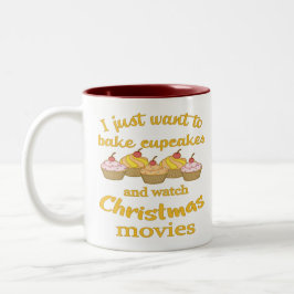 Weihnachtsfilme und Backen Zweifarbige Tasse