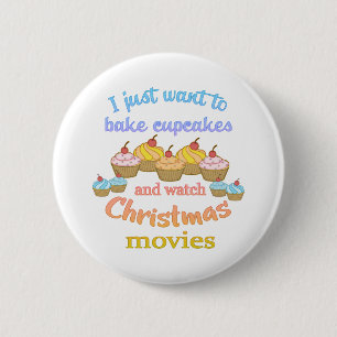 Weihnachtsfilme und Cupcakes Button