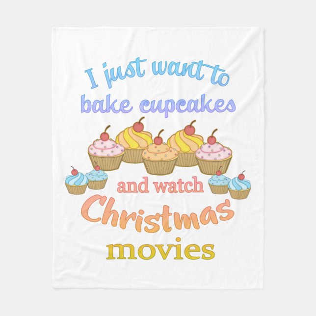 Weihnachtsfilme und Cupcakes Fleecedecke (Vorderseite)