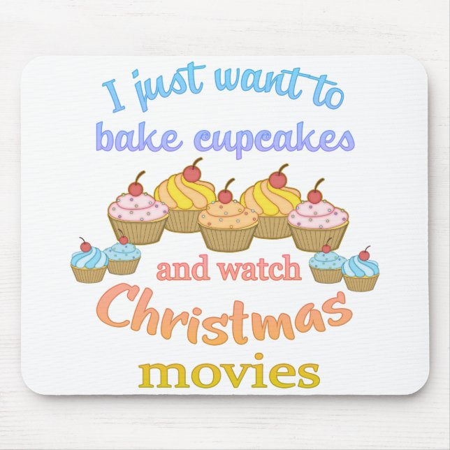 Weihnachtsfilme und Cupcakes Mousepad (Vorne)