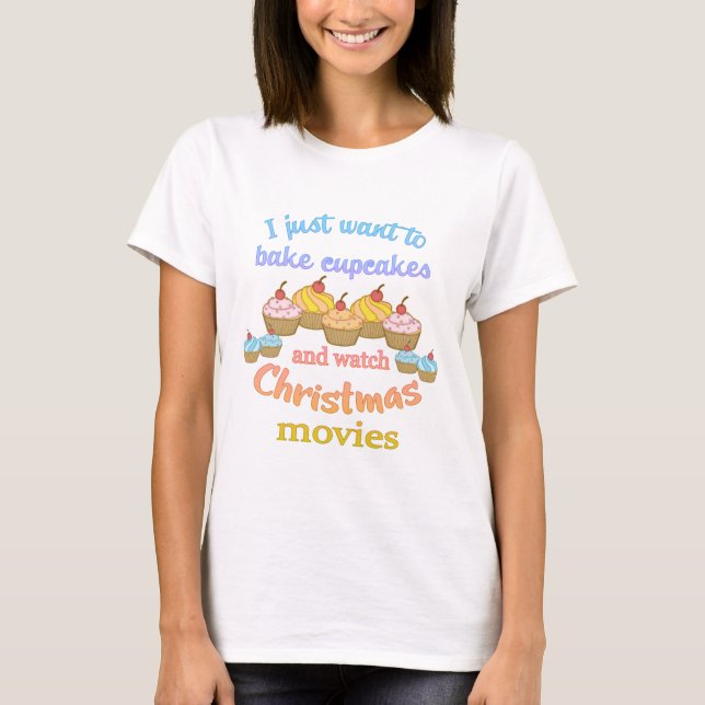 Weihnachtsfilme und Cupcakes T-Shirt (Vorderseite)