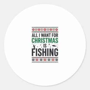 Weihnachtsfischen hässliches Sweatshirt-Design Runder Aufkleber