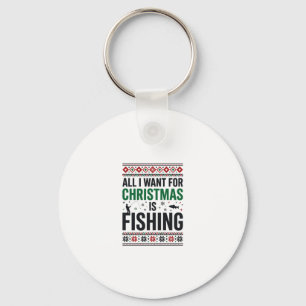 Weihnachtsfischen hässliches Sweatshirt-Design Schlüsselanhänger