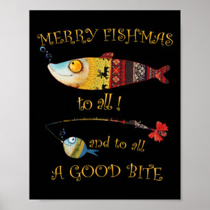 Weihnachtsfischer Frohe Fischmas Allen Angelnden Poster