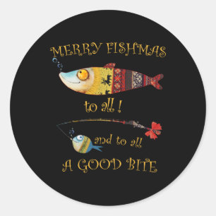 Weihnachtsfischer Frohe Fischmas Allen Anglern Runder Aufkleber