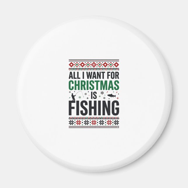 Weihnachtsfischerei hässliches Sweatshirt-Design Magnet (Vorne)