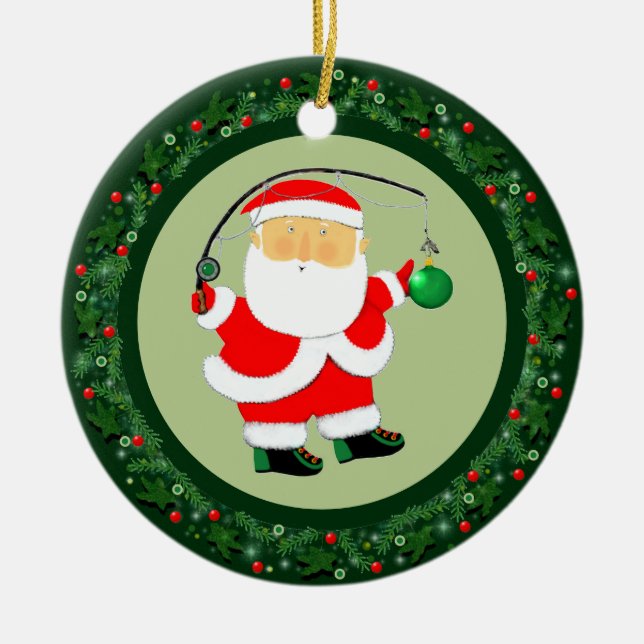 Weihnachtsfischfang Keramik Ornament (Vorne)