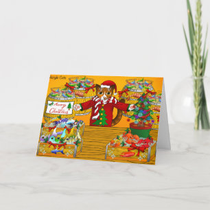 Weihnachtsfischmarktstandskatze Karte