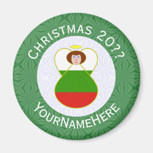 Weihnachtsflagge Bulgarien Engel personalisiert  Magnet