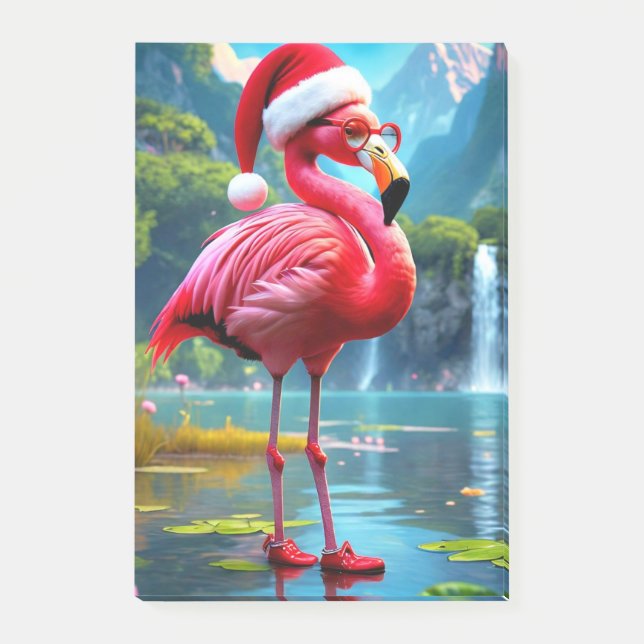 Weihnachtsflamingo als Weihnachtsmann-47476 Post-it Klebezettel (Vorderseite)