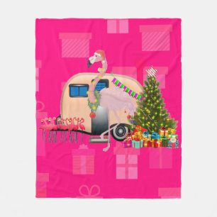 weihnachtsflamingo anhänger fleecedecke