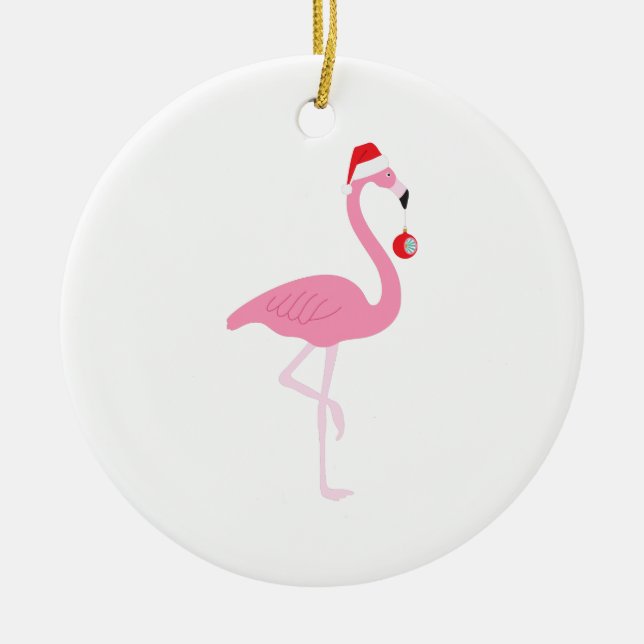 Weihnachtsflamingo Keramik Ornament (Vorne)