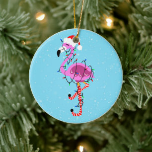 Weihnachtsflamingo Keramik Ornament