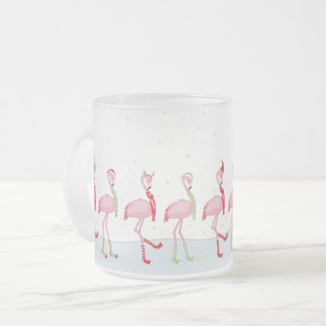 Weihnachtsflamingo Mattglastasse (Vorderseite Links)
