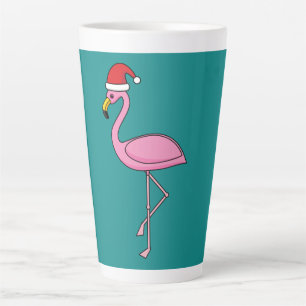 Weihnachtsflamingo mit Santa-Hut Milchtasse