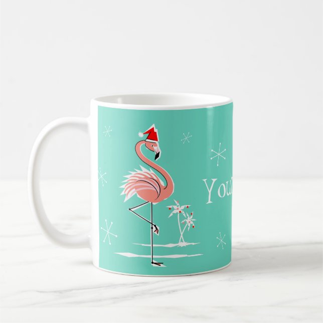 Weihnachtsflamingo-Namen-Tasse Tasse (Links)