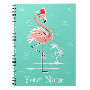 Weihnachtsflamingo-Namennotizbuch Notizblock