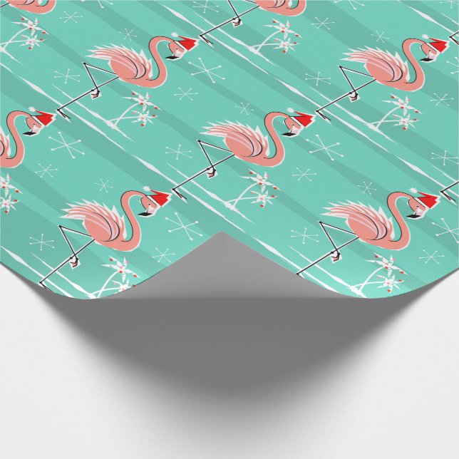 Weihnachtsflamingo-Streifen-Packpapier Geschenkpapier (Ecke)