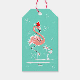Weihnachtsflamingogeschenk etikettiert geschenkanhänger