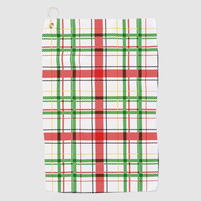 Weihnachtsflannel Kariert Tartan Design - Weiß Golfhandtuch (Vorderseite)