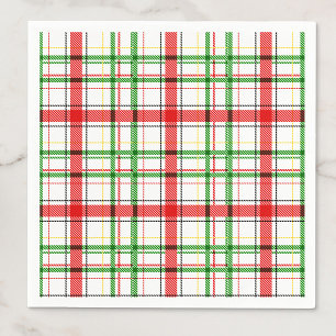 Weihnachtsflannel Kariert Tartan Design - Weiß Serviette