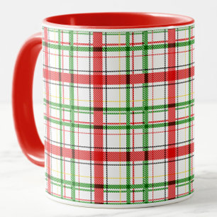 Weihnachtsflannel Kariert Tartan Design - Weiß Tasse