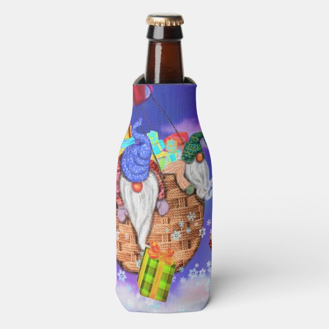 Weihnachtsflasche Cooler Gnomes Flying gibt Gesche Flaschenkühler (Flaschenvorderseite)
