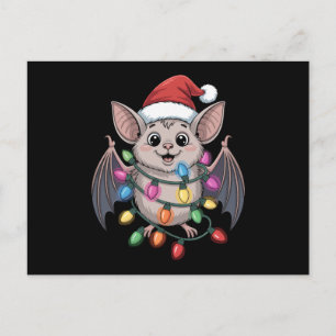 Weihnachtsfledermaus Weihnachtsmann Hut Lichter Xm Feiertagspostkarte