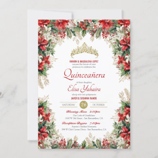 Weihnachtsflor de Pascua Roter Urlaub Quinceañera Einladung