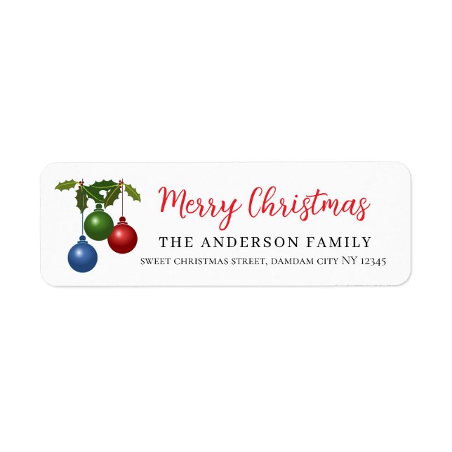 Weihnachtsflor Elegante einfache Rücksendeadresse (Vorne)
