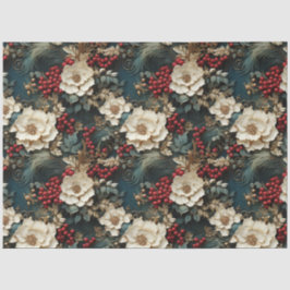 Weihnachtsflora mit Weißen Blume & Grünpflanzen Seidenpapier