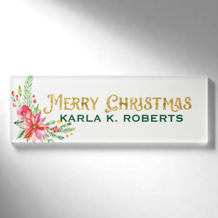 Weihnachtsfloral Bouquet Weihnachtstypografie Namenschild