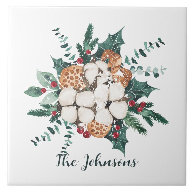 Weihnachtsfloral Fliese (Vorderseite)