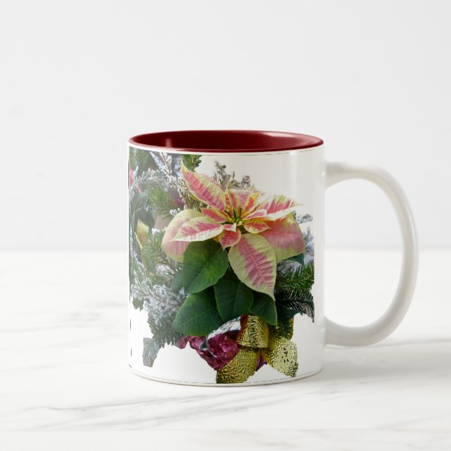Weihnachtsfloral Poinsettia Arrangement Tasse (Rechts)