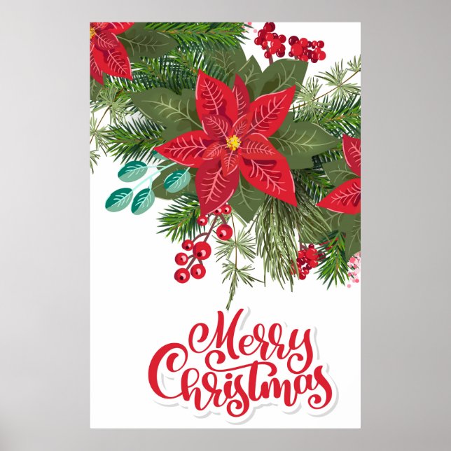 Weihnachtsfloral Poinsettia Poster (Vorne)