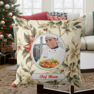 Weihnachtsflorales personalisiertes Chef-Mom-Foto Kissen