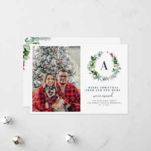 Weihnachtsflorales Urlaubs-Umzugsankündigung Feiertagskarte