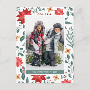 Weihnachtsflorales   Weihnachtsfotokarte Feiertagspostkarte