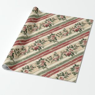 Weihnachtsfloristik-Streifen Heritage Rot Geschenkpapier