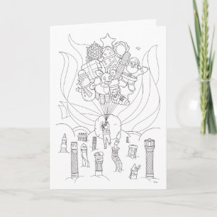 Weihnachtsflug mit Ballonkarte Feiertagskarte