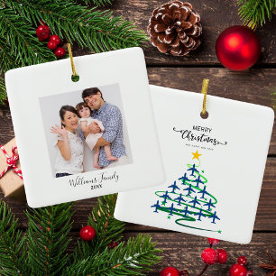 Weihnachtsflugzeug Baum & Foto Einfache Luftfahrt Keramikornament