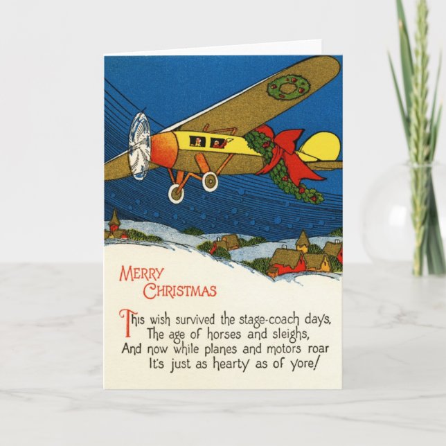 Weihnachtsflugzeug Feiertagskarte (Vorderseite)