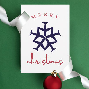Weihnachtsflugzeug Schneeflocke Einfach Lustig Luf Postkarte