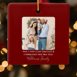 Weihnachtsflugzeug Snowflake Foto Funny Aviation Keramikornament