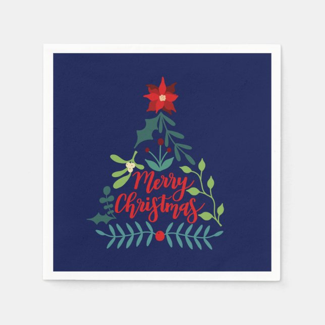 Weihnachtsfoliage-Blätter Serviette (Vorderseite)