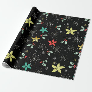 Weihnachtsfolien-Blume und Schneeflocken-Muster Geschenkpapier