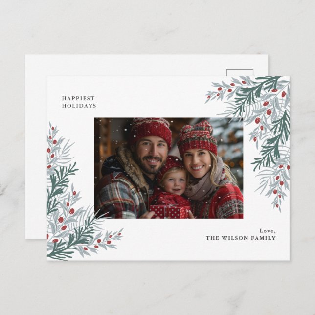 Weihnachtsfolien-Foto Feiertagspostkarte (Vorne/Hinten)