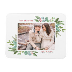 Weihnachtsfolien-Foto in Aquarellen Save the Date Magnet